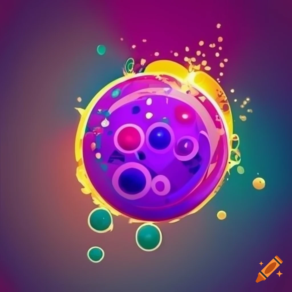 Colorful logo with a cell and speech bubble