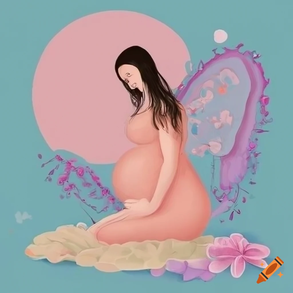 suave and delicate pregnancy illustrations in pastel colors
