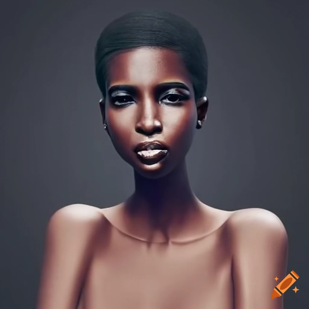 representation of an African American woman with dark skin and hair