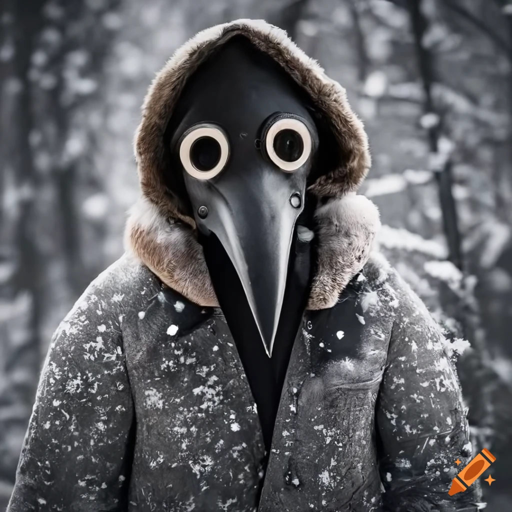 plague doctor standing in the snow