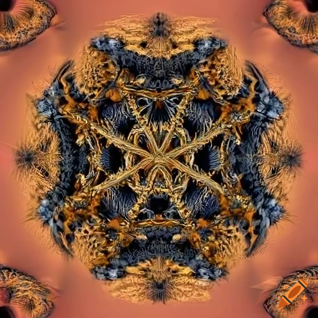 abstract fractal dodecahedron on orange background