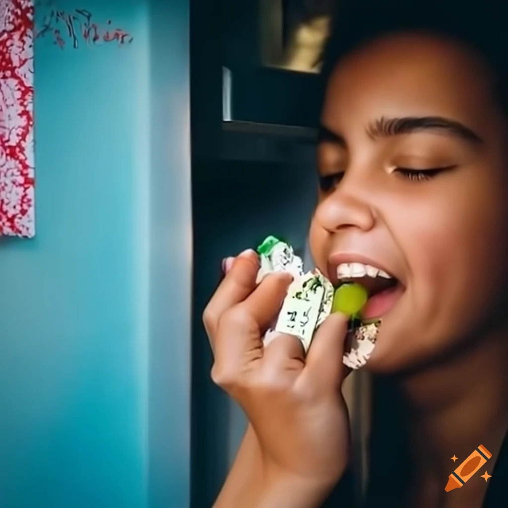 teen using an ATM and receiving a treat