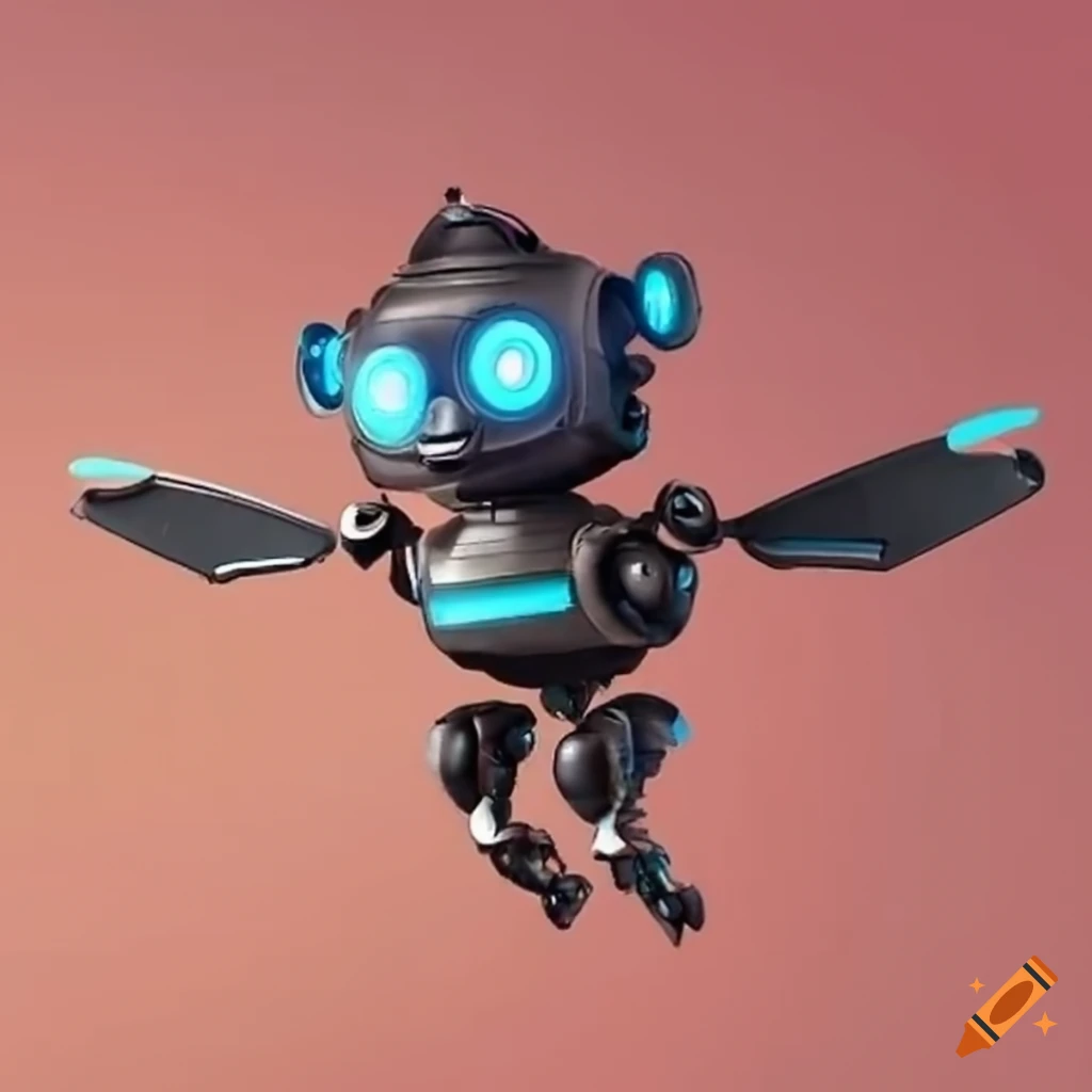 flying monkey robot illustration