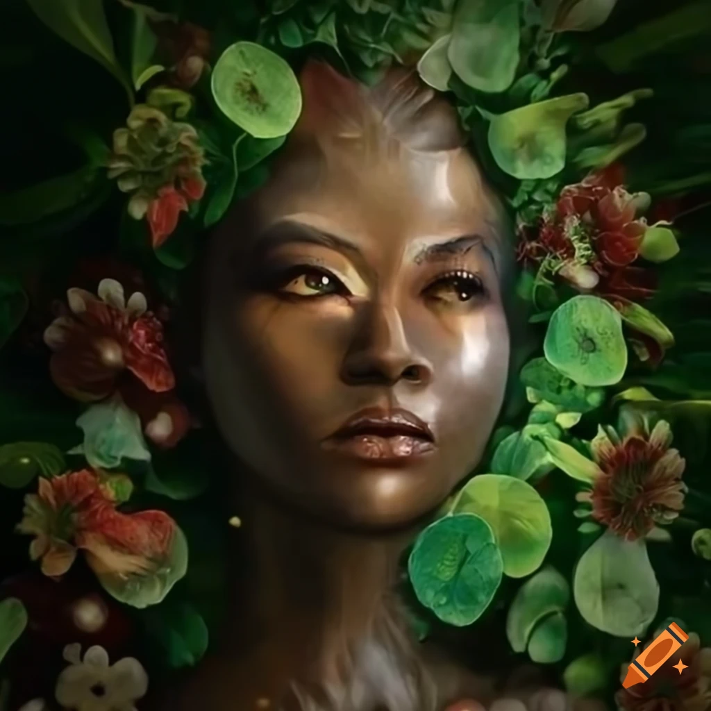 Image of a goddess representing plants on Craiyon