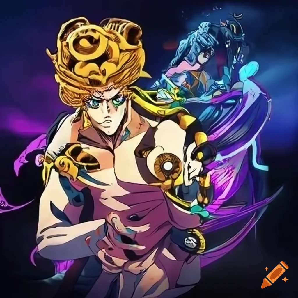 A stylish stand inspired by jojo's bizarre adventure with gold and