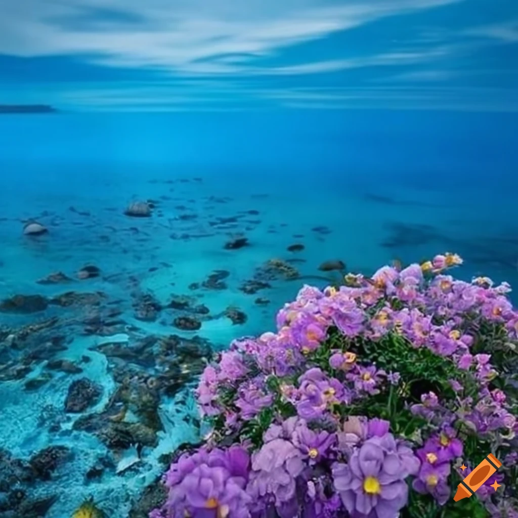 flowers by the Mediterranean sea