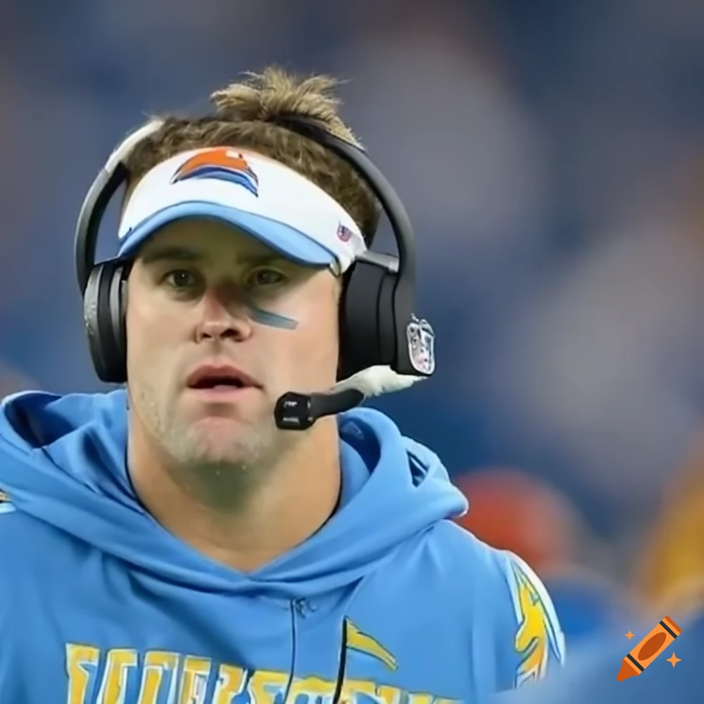 Josh Mcdaniels with Justin Herbert during a football game