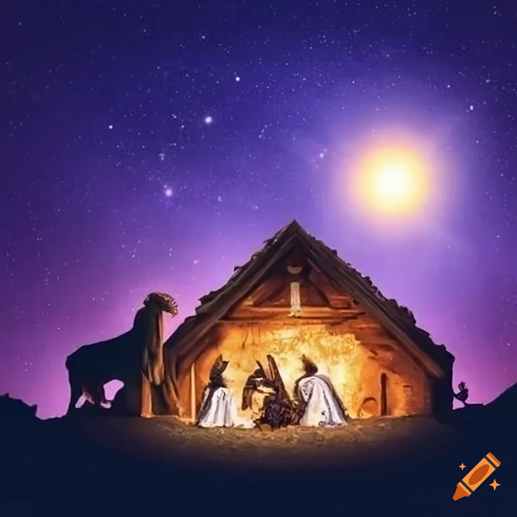 Nativity scene with shepherds and baby jesus on Craiyon