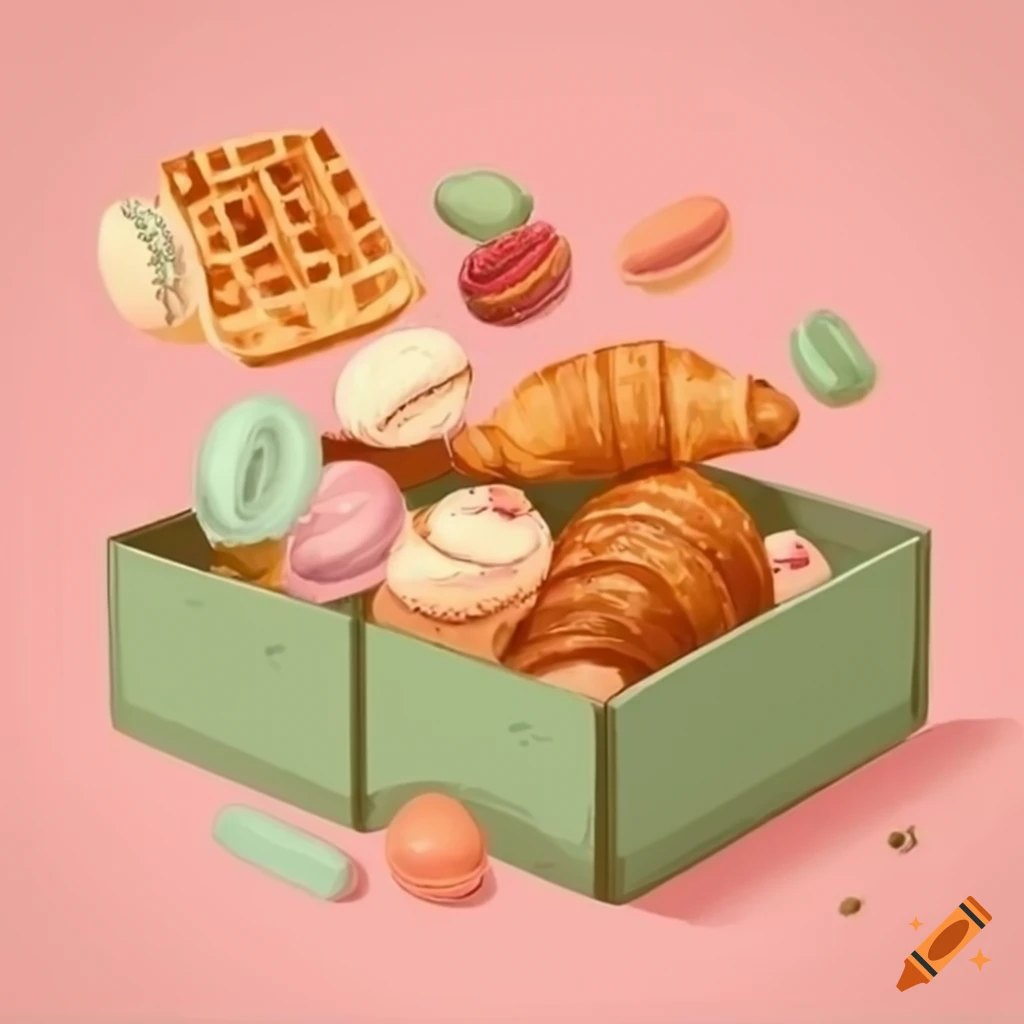 French tea party illustration with pastries on Craiyon