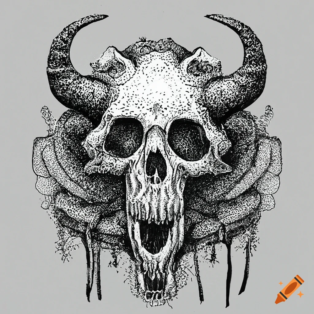 Art skull tattoo. stock illustration. Illustration of horror - 67768222