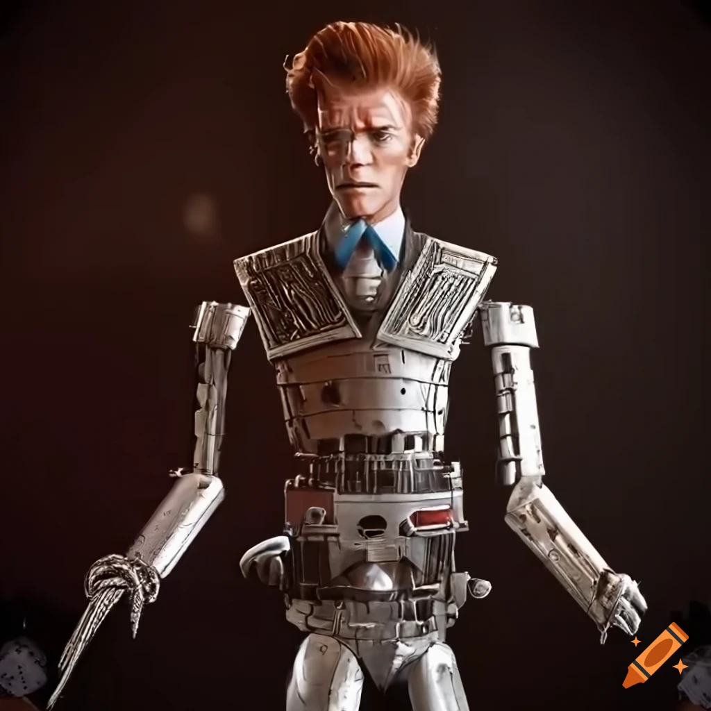 detailed artwork of retro-futuristic automatons in a western showdown
