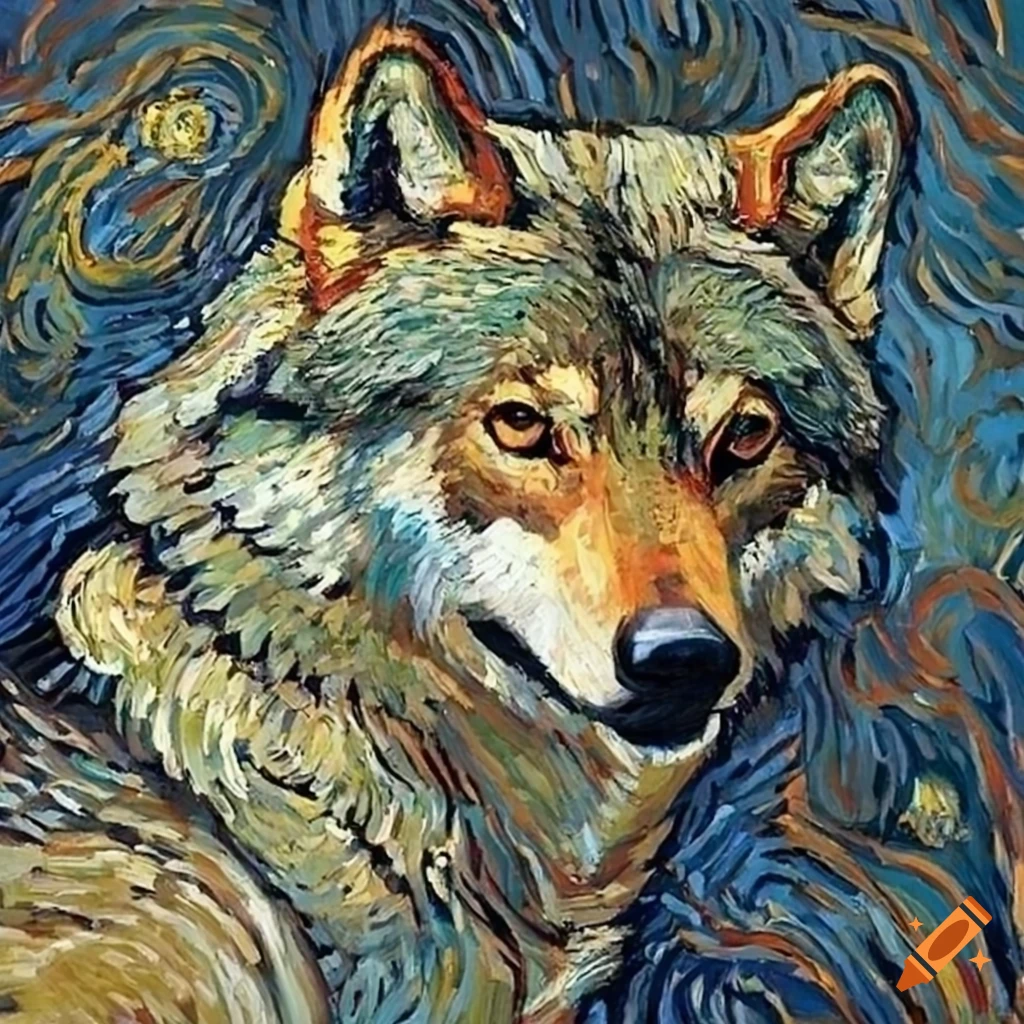 painting of a Czechoslovakian wolf by Vincent van Gogh