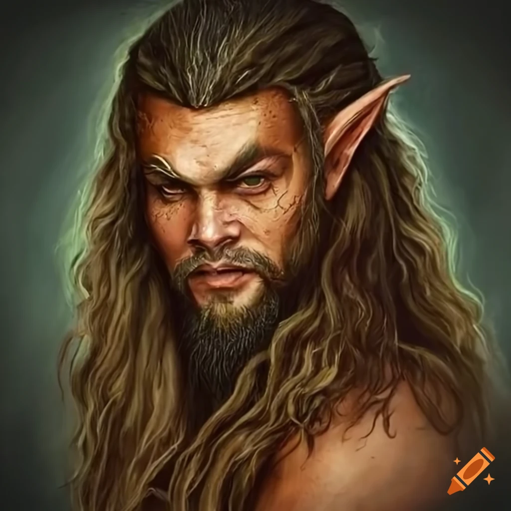 Painting of a wood elf with elf ears on Craiyon