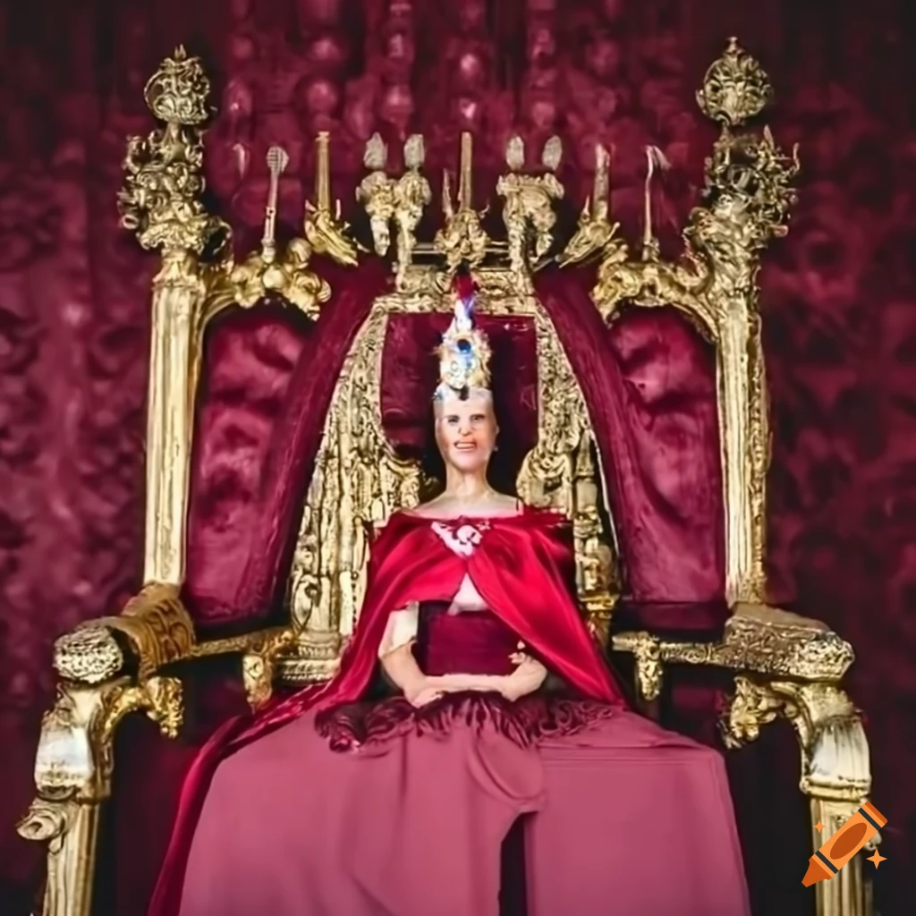 upside down burgundy crown on an empty throne