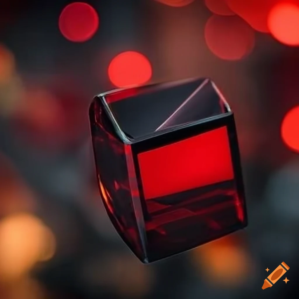sleek black and red glass cube