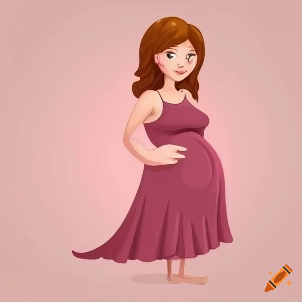 cartoon illustration of a pregnant girl