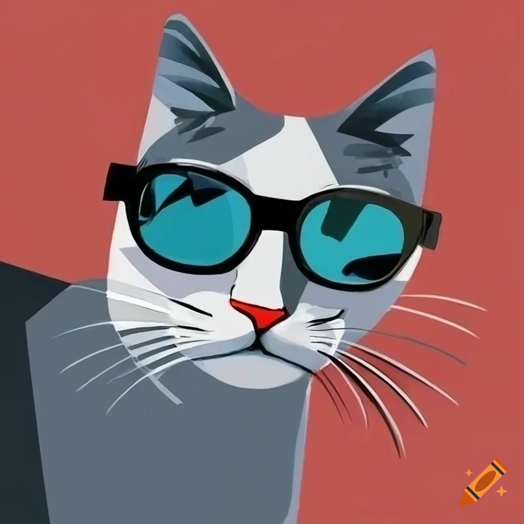 Cubist artwork of a cat with sunglasses on Craiyon