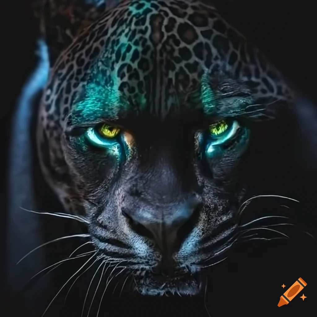 black jaguar with glowing eyes