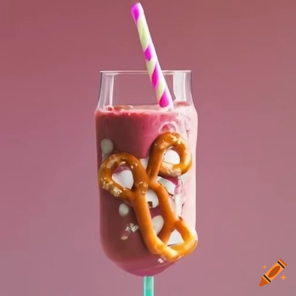 pretzel dipped in fruit smoothie