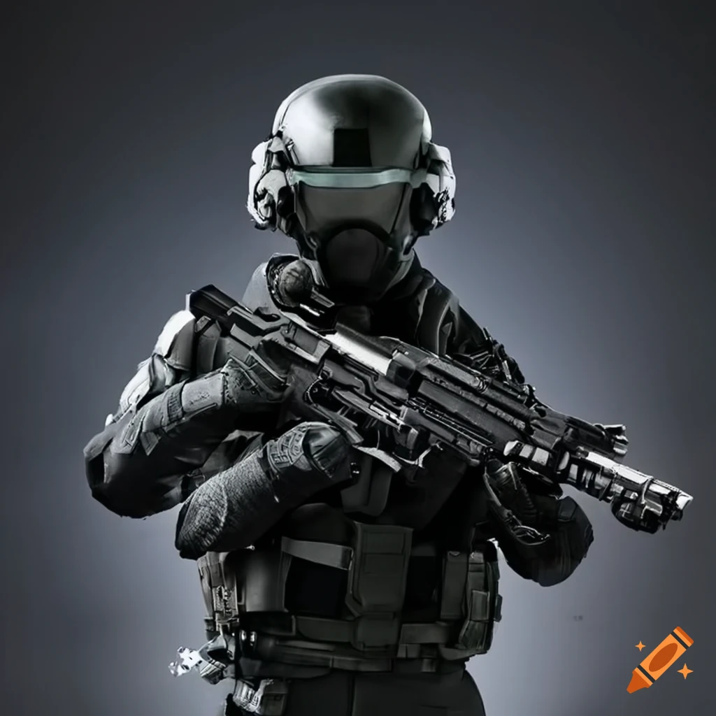 Image of a futuristic swat soldier in tactical gear on Craiyon