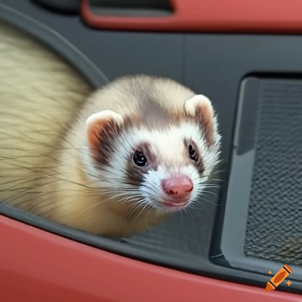 Ferret changing a license plate