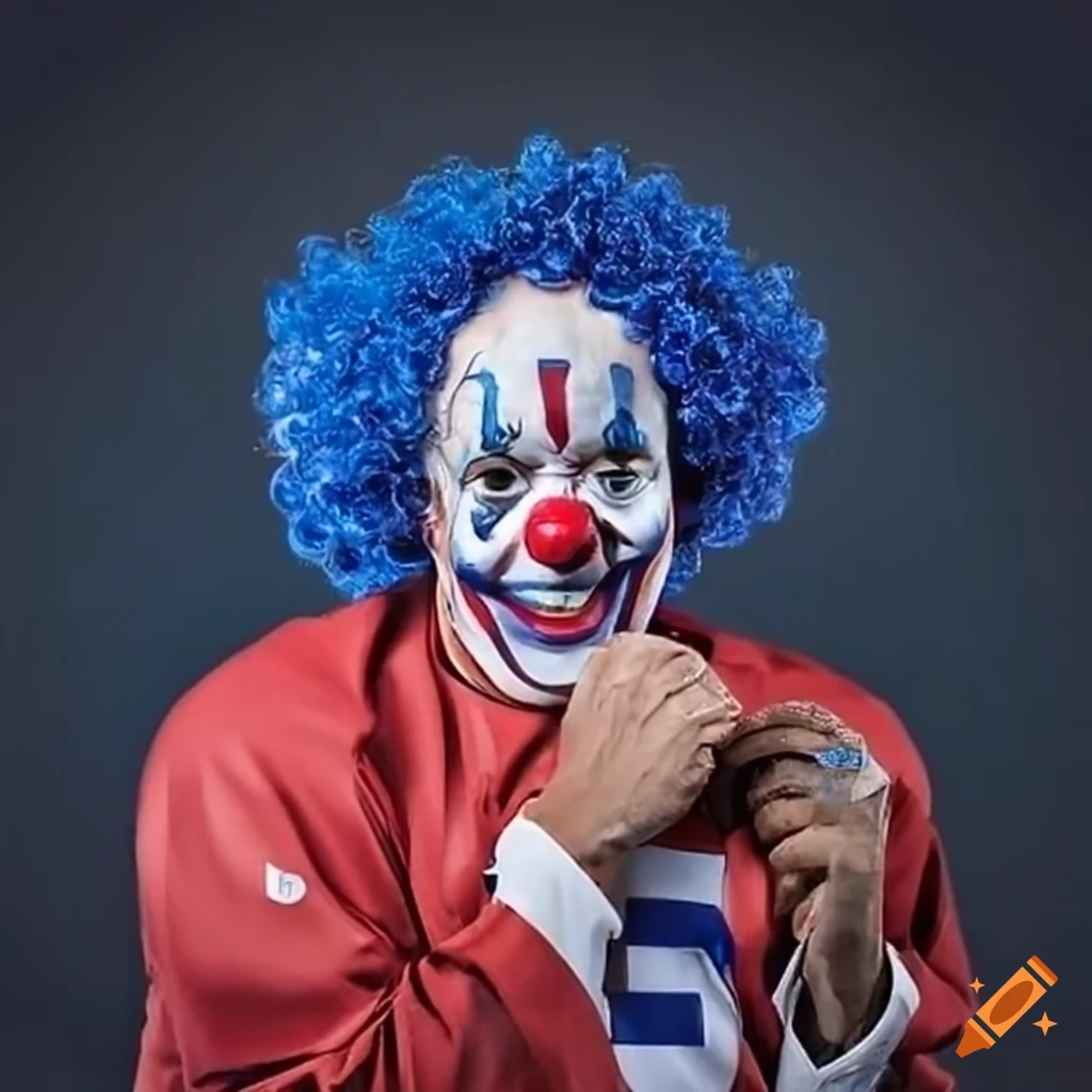 clown in New York Giants jersey