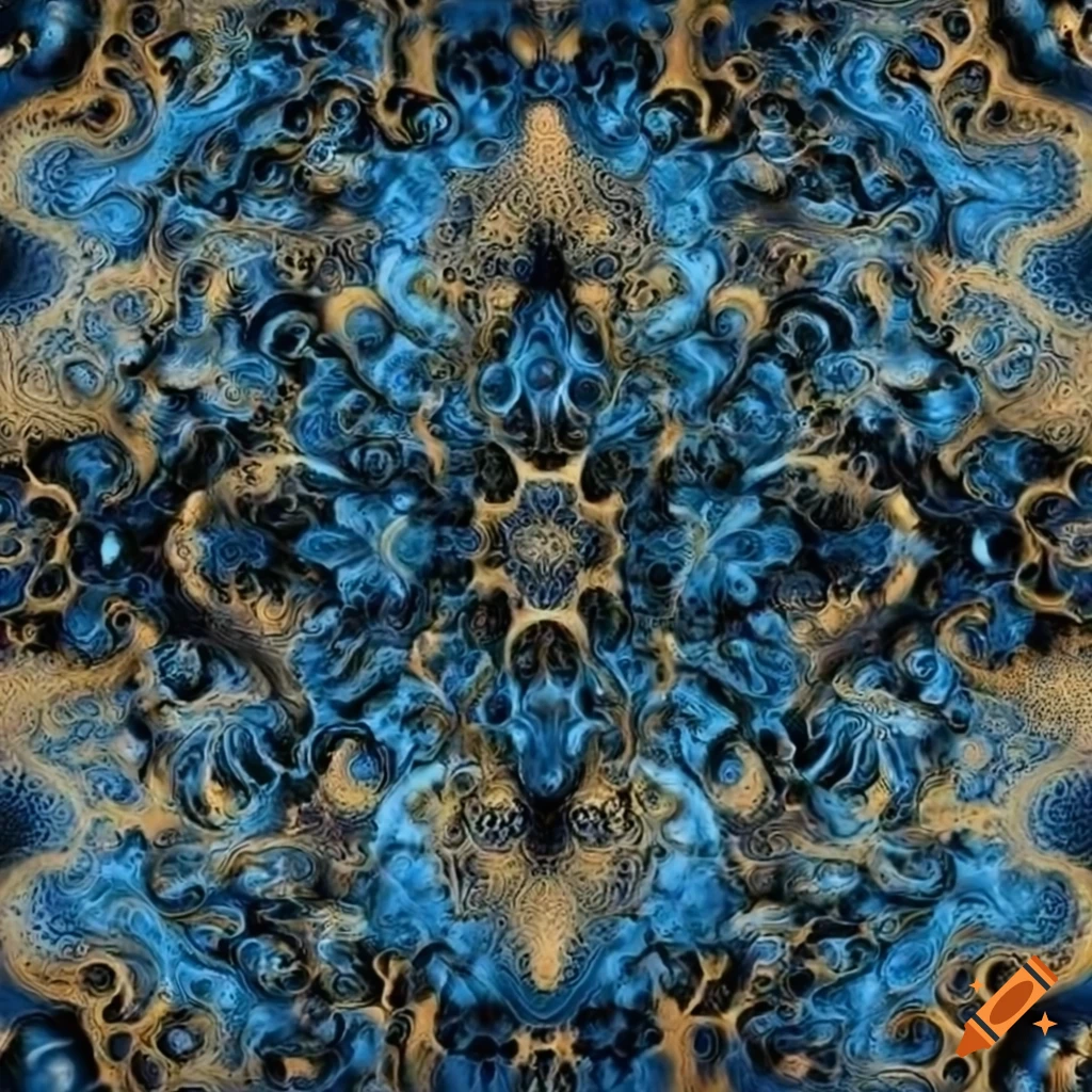 complex blue and gold fractal pattern