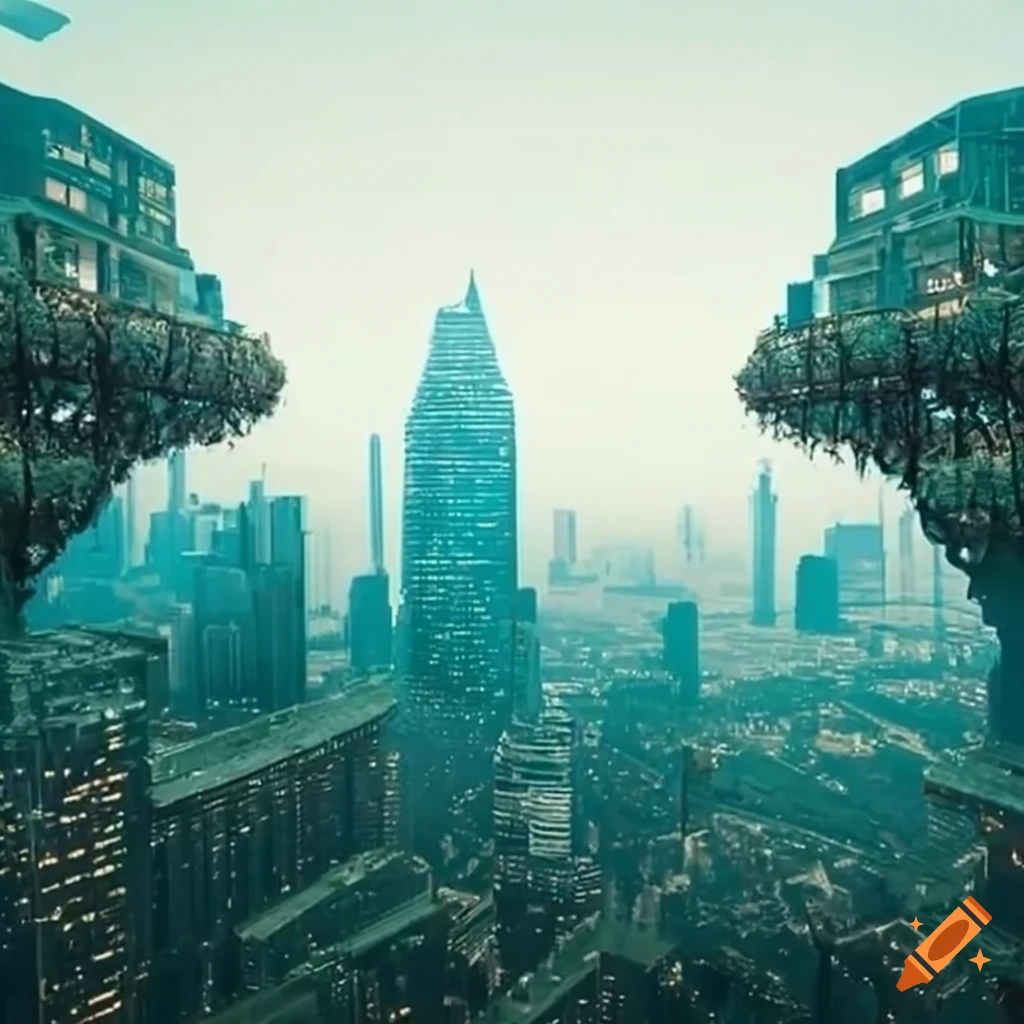 Cityscape with tree skyscrapers on Craiyon