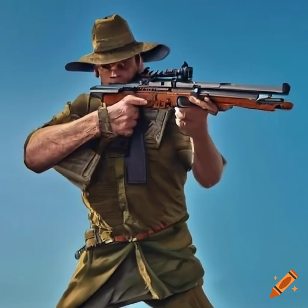 Crocodile with a straw hat holding a shotgun on Craiyon