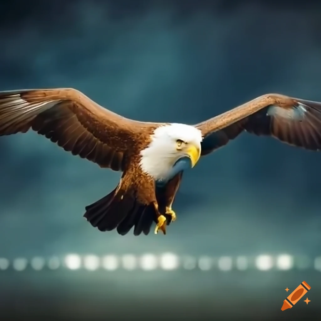 Bald eagle with American flag background on Craiyon