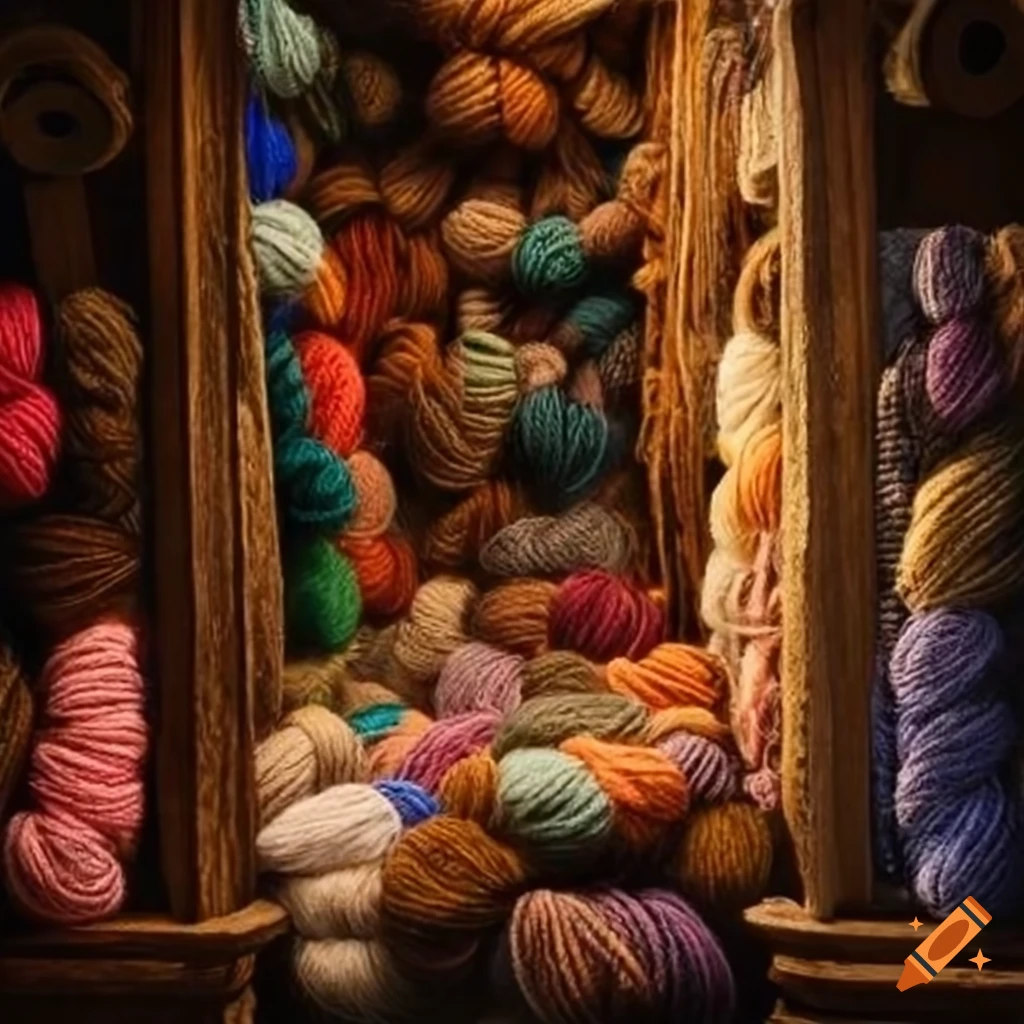 colorful medieval wool shop