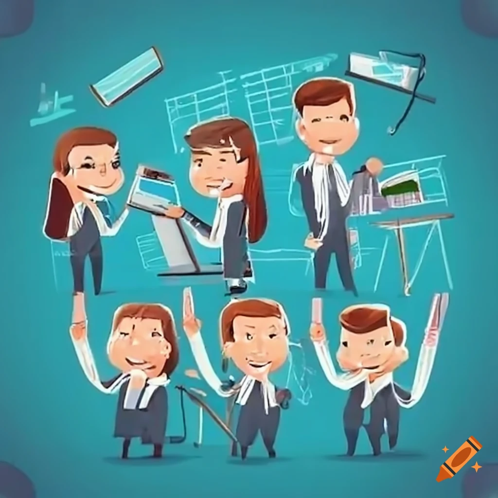 happy office workers clipart
