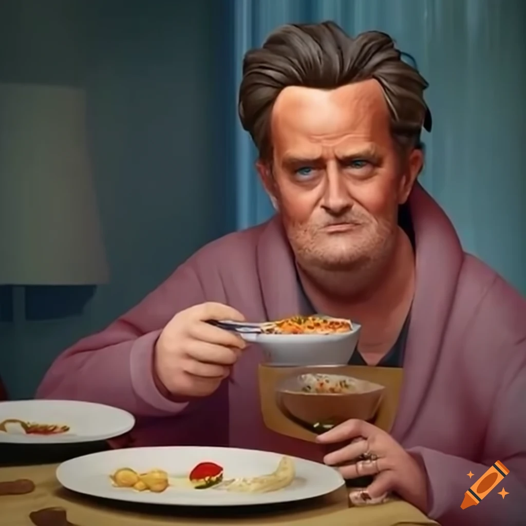Matthew perry eating dinner at home