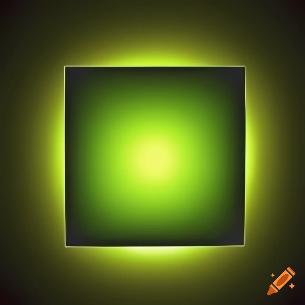 Green and yellow light square on white background