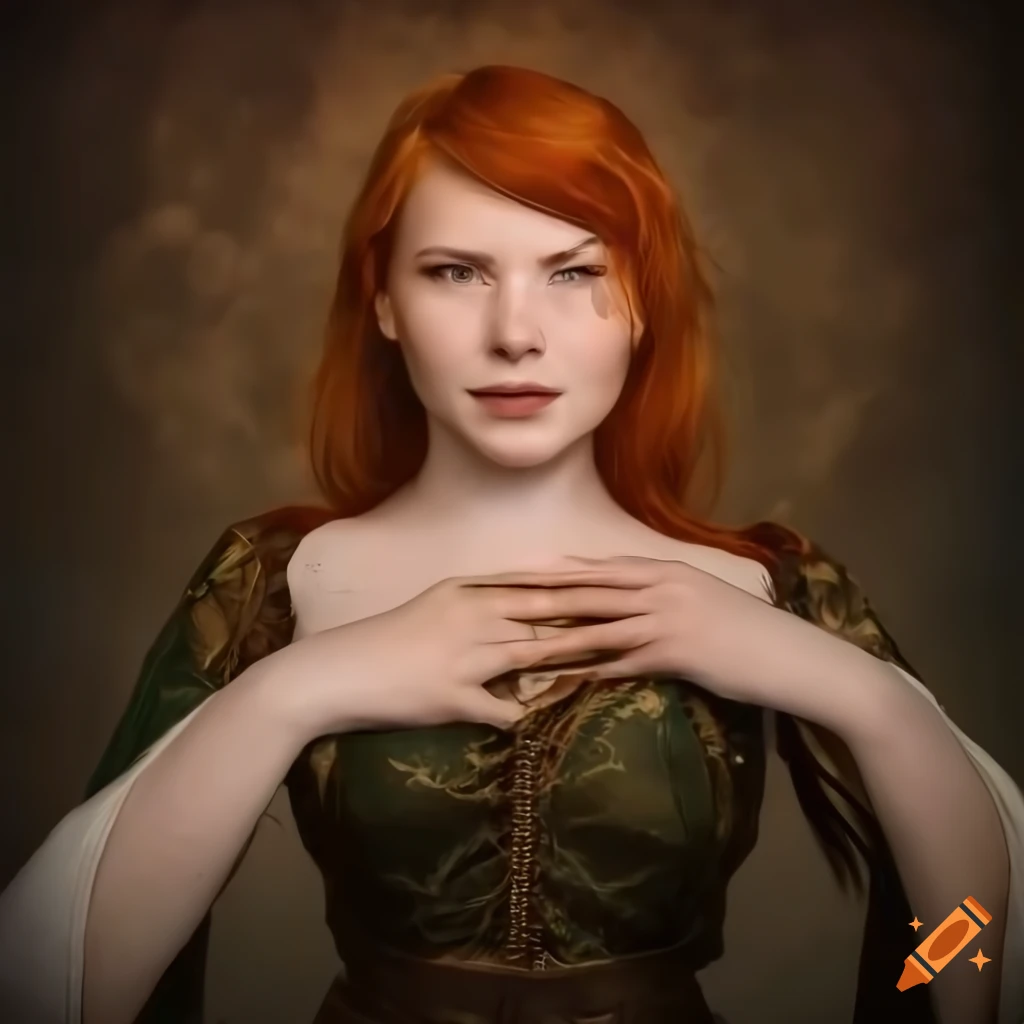 hyperrealistic portrait of a friendly young woman with floral headpiece