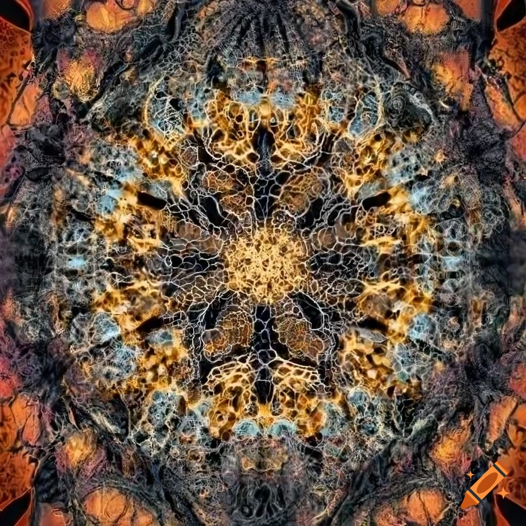 abstract fractal dodecahedron on orange background