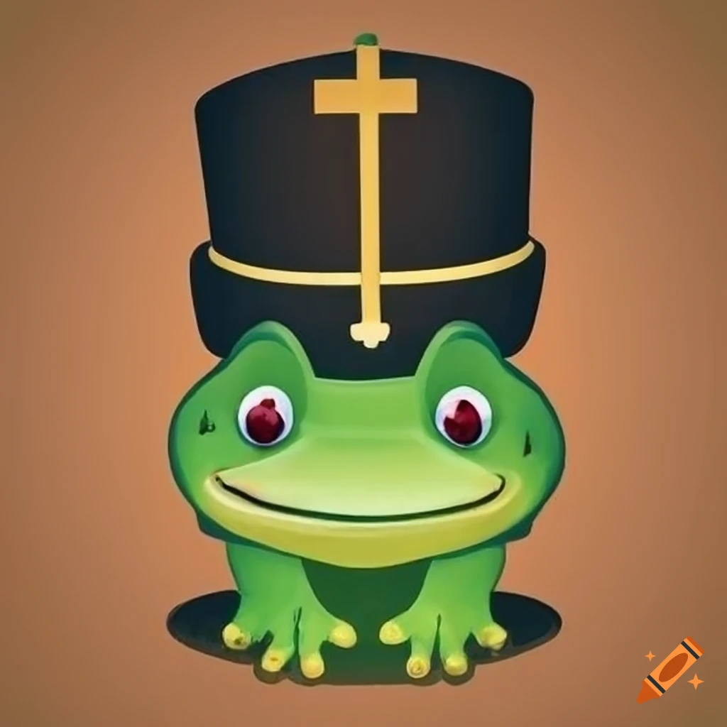 Frog wearing a christian orthodox priest hat on Craiyon