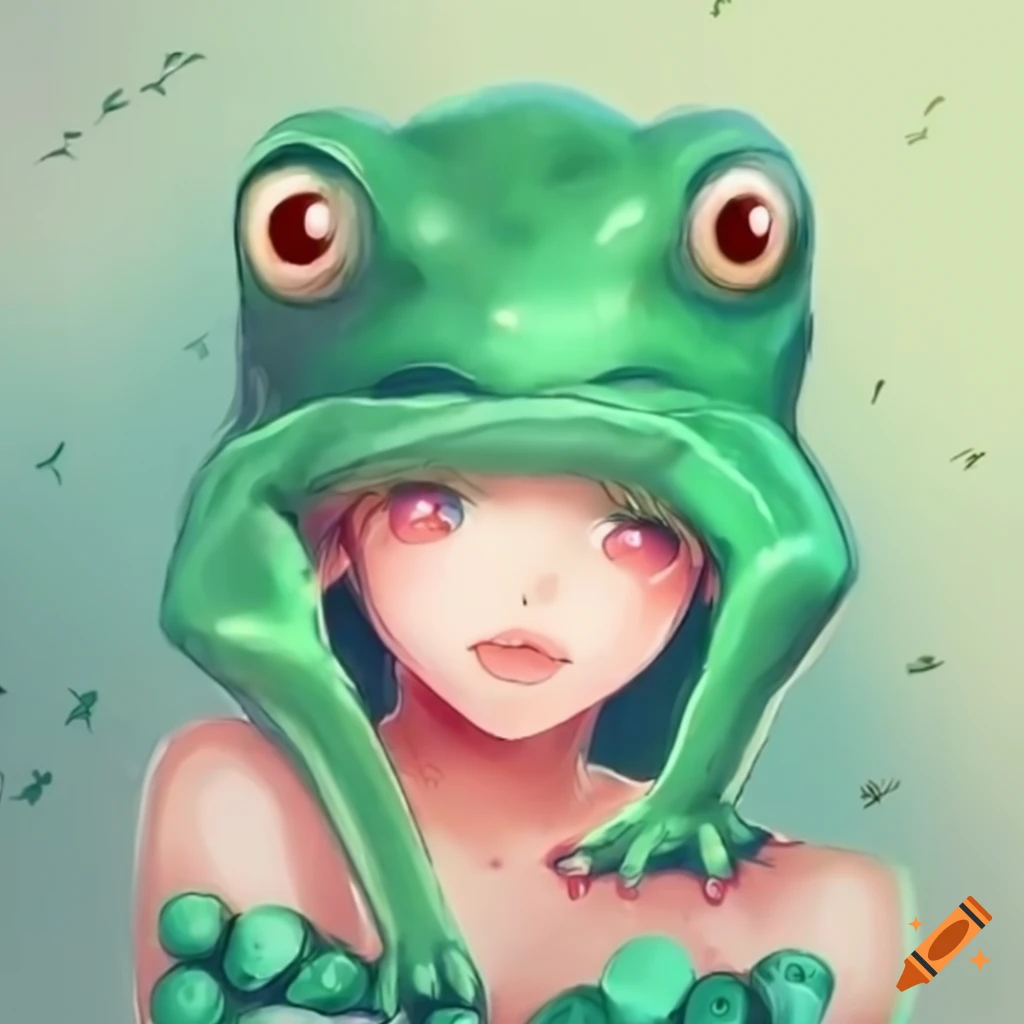 Cute anime frog girl on Craiyon