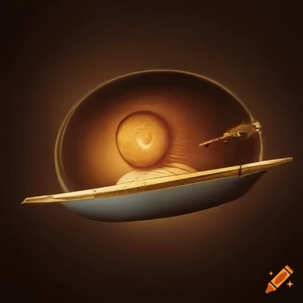 Futuristic artwork of leonardo da vinci in a flying saucer on Craiyon