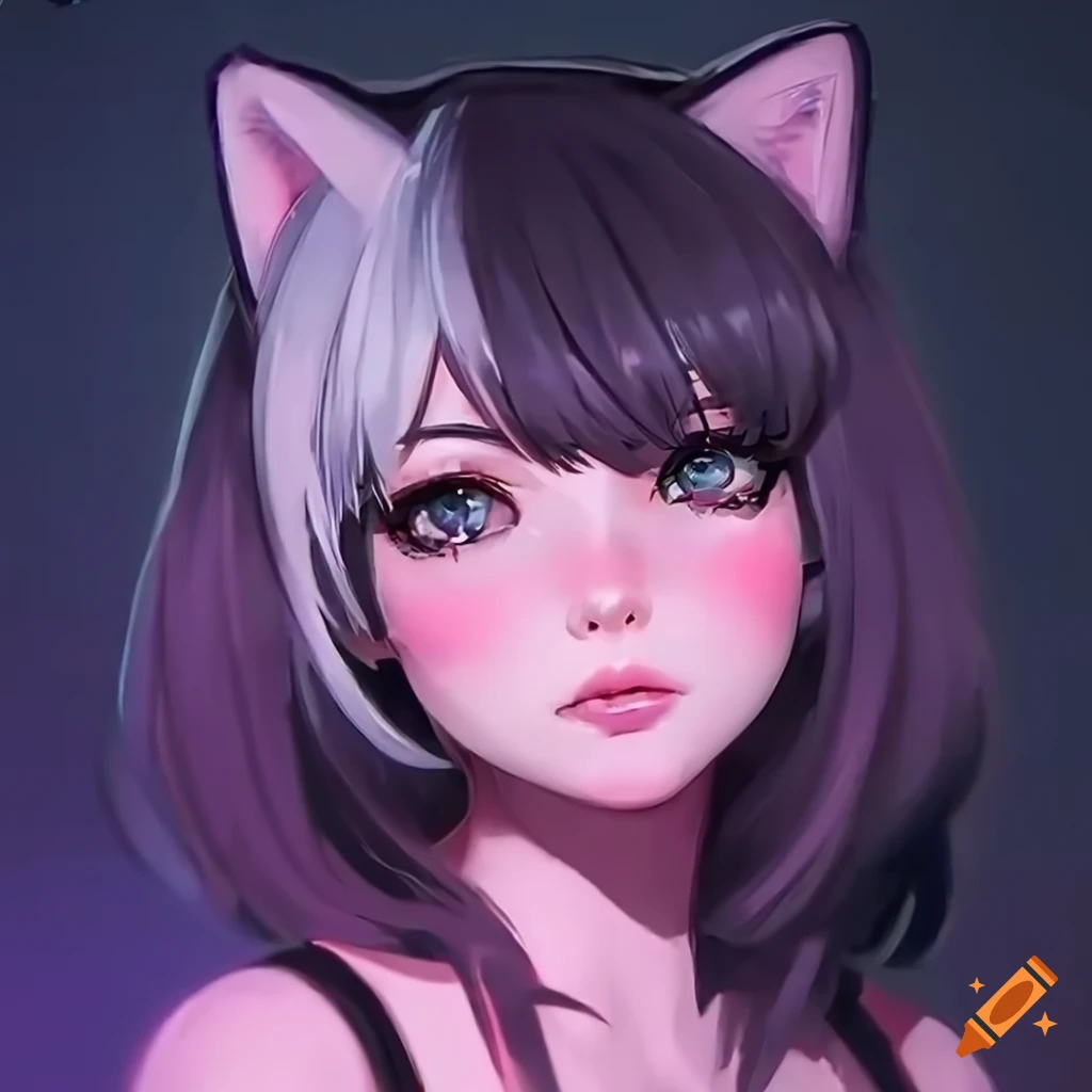 Illustration Of A Cat Girl With Unique Hair And Eyes On Craiyon