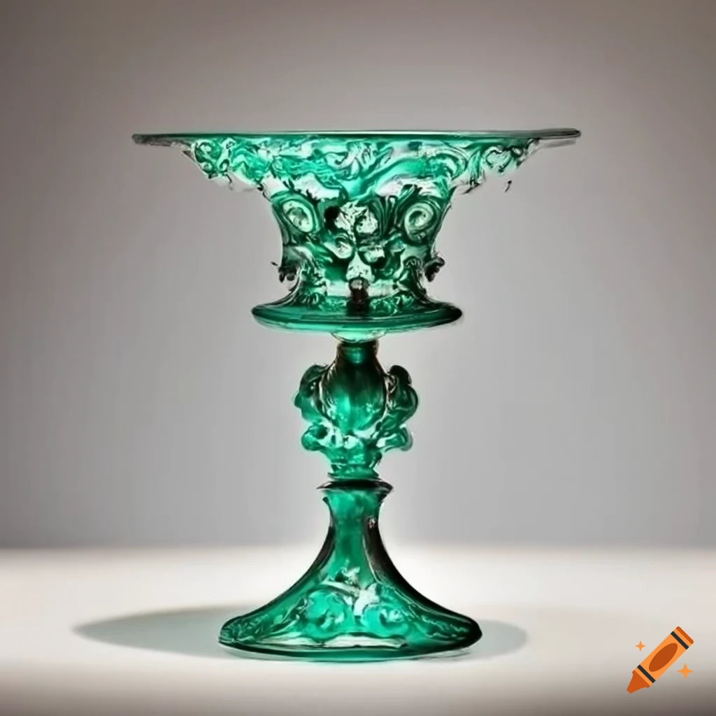 silver baroque candlestick with green and white plate