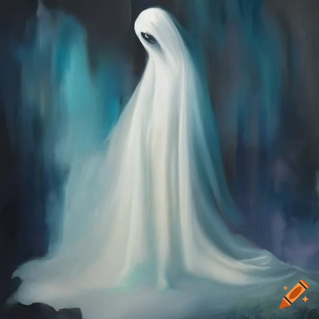Painting of a ghostly figure in white on Craiyon