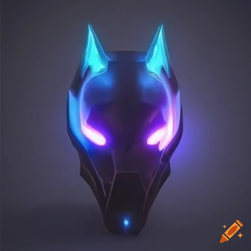 futuristic helmet with glowing eyes