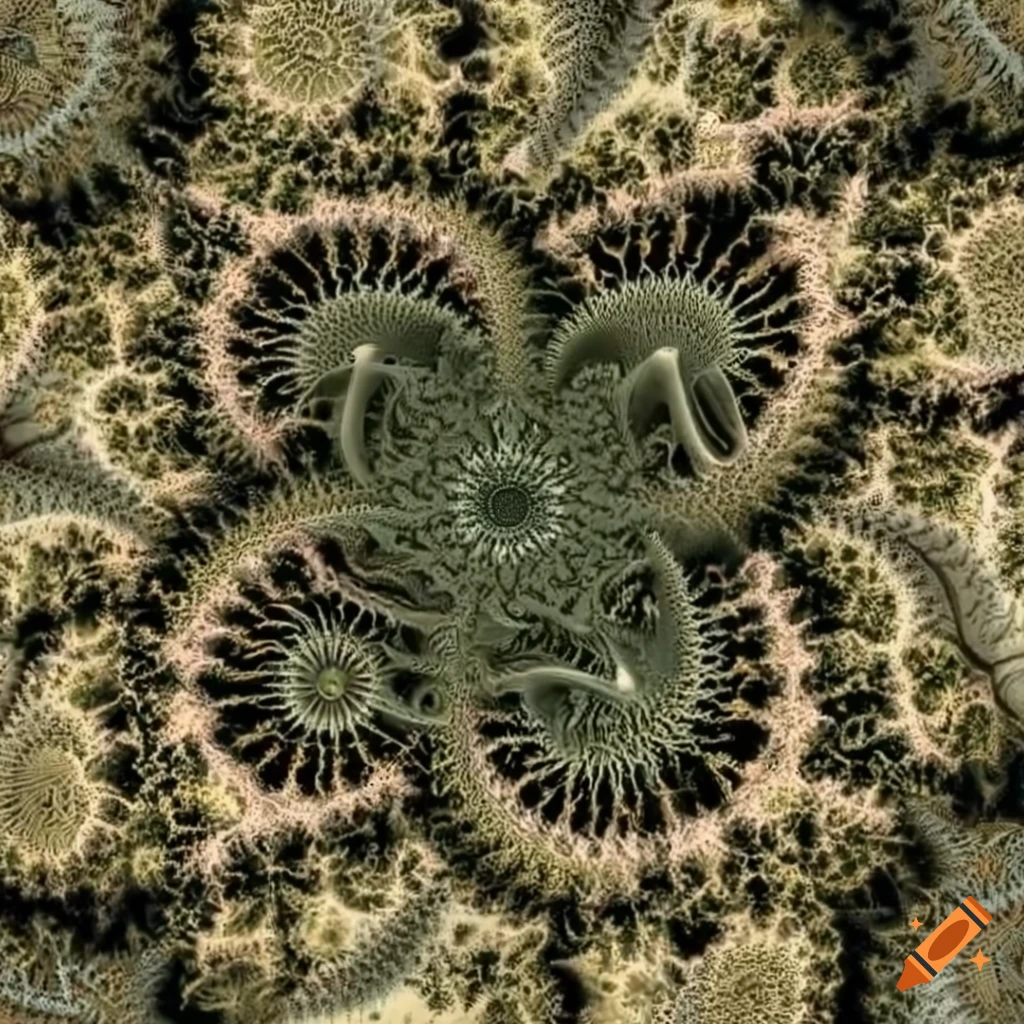 Haeckel-style hallucinogenic fractal torus artwork