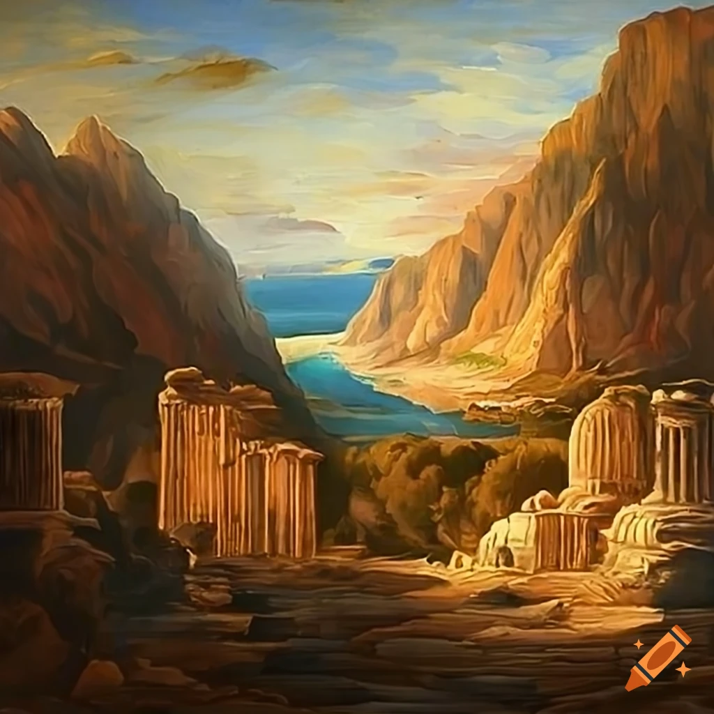 Painting of ancient greece landscapes on Craiyon
