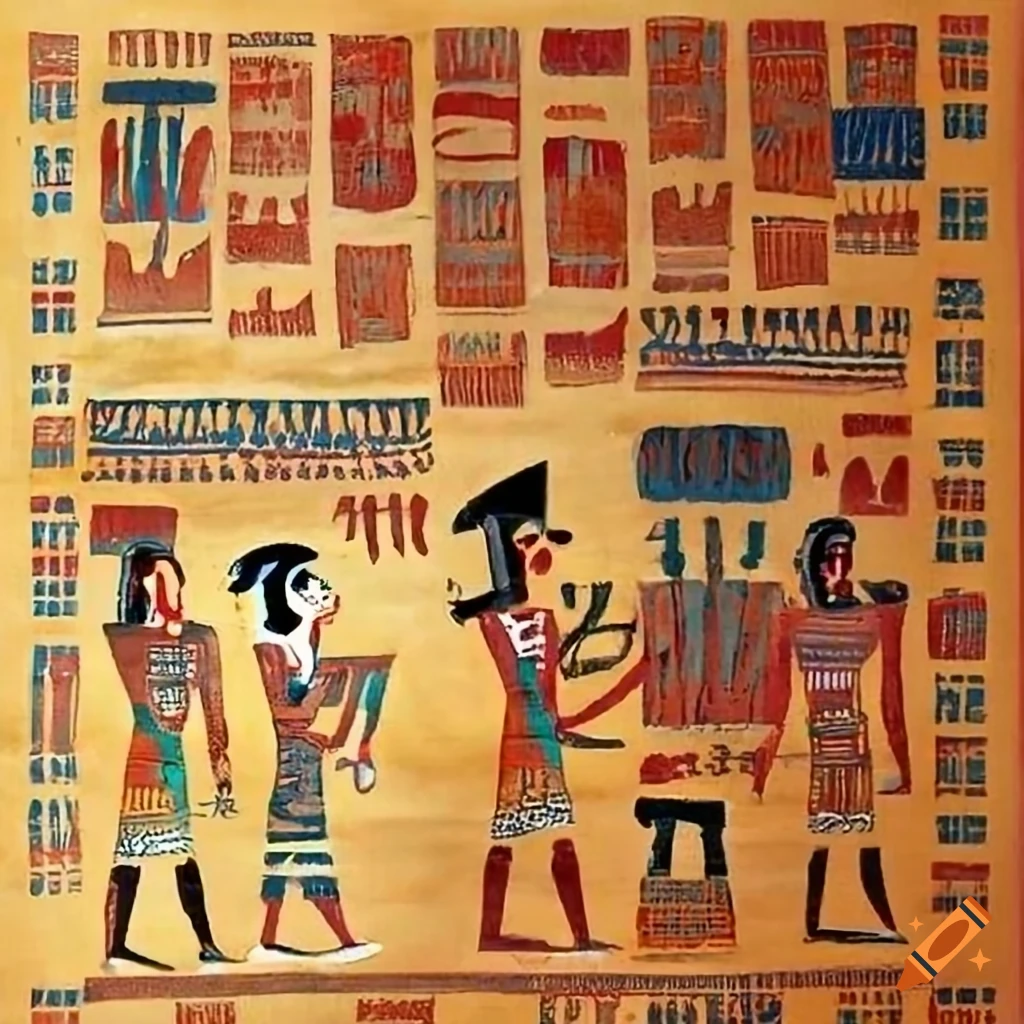 Papyrus with hieroglyph print