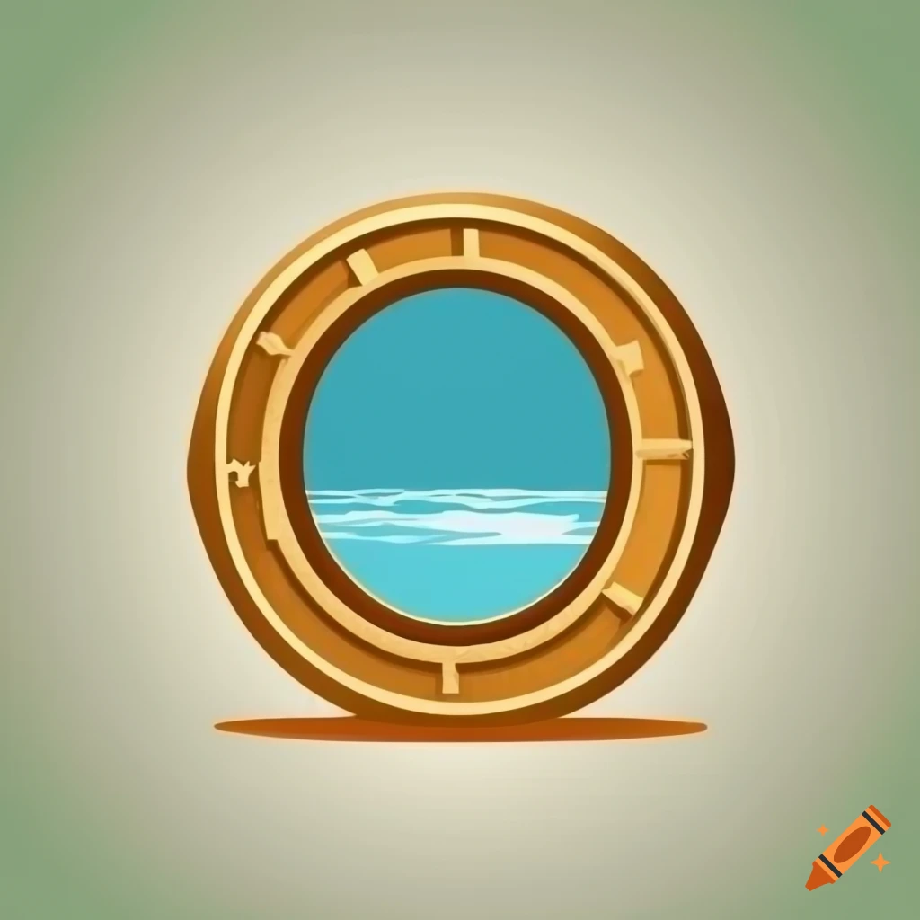 logo with a lake inside a coin