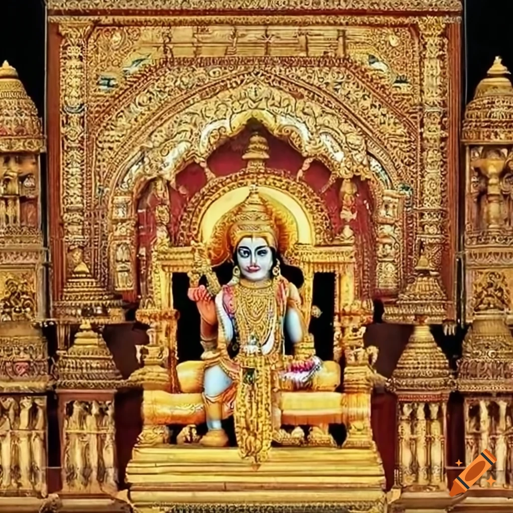 Detailed artwork of lord ram on a golden throne on Craiyon