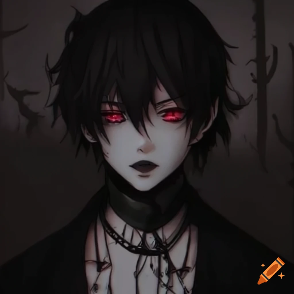 enigmatic anime boy with gothic aesthetic