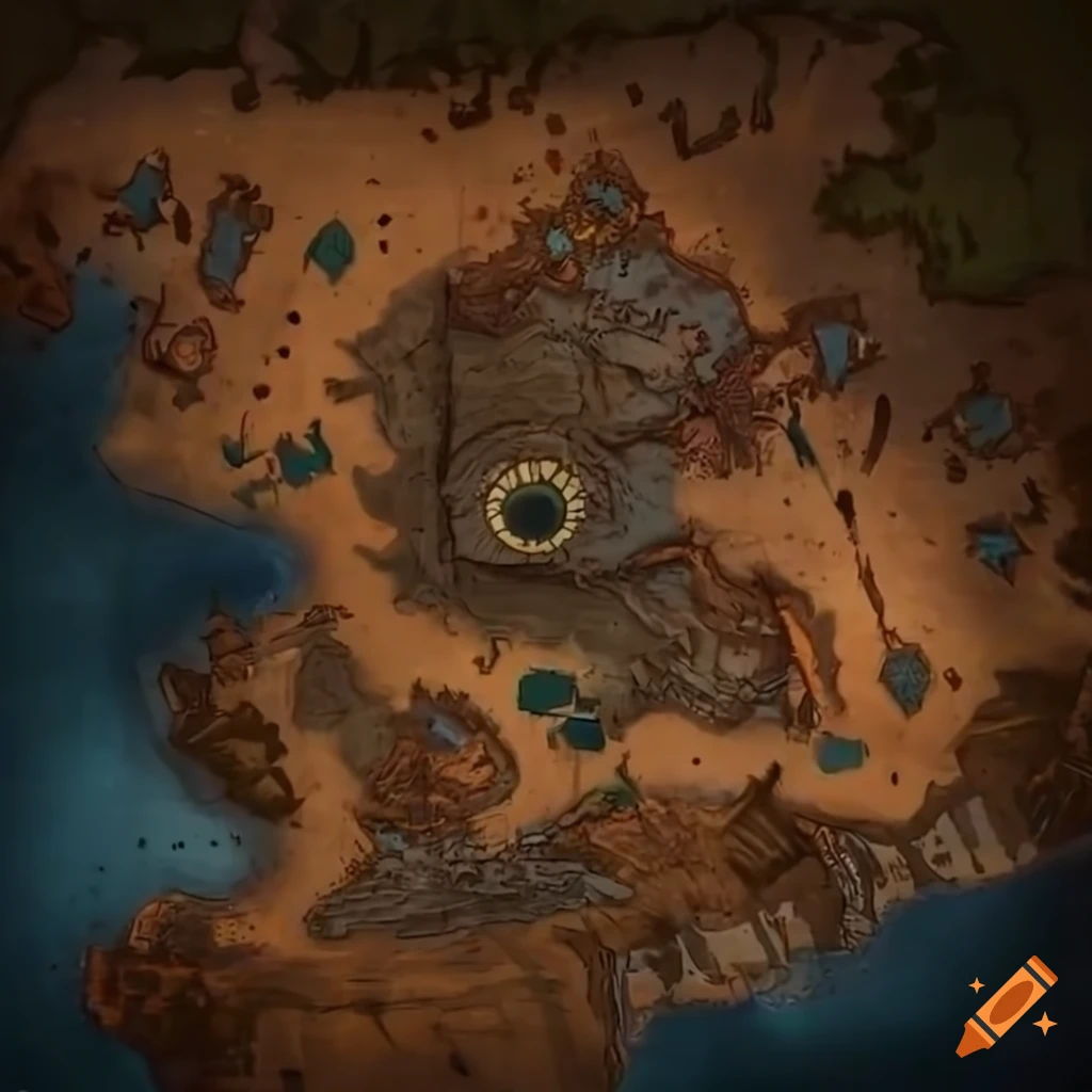 Top view map of horizon zero dawn world on craiyon